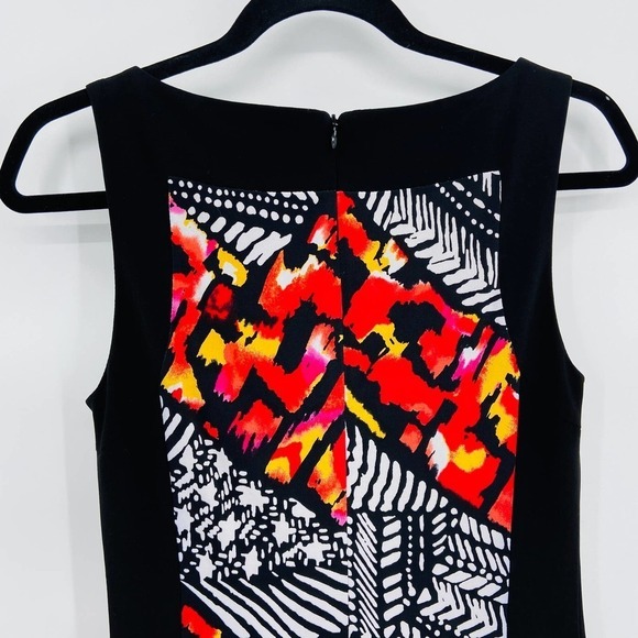 JOSEPH RIBKOFF Black White Red Geometric Design Sleeveless Dress Size 6 - Picture 4 of 6
